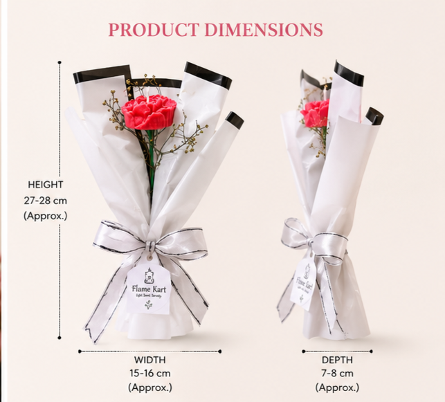 Flame Kart™ Red Carnation Wax Sachet Bouquet | Long-Lasting Fragrance | Elegant Home Décor & Gift