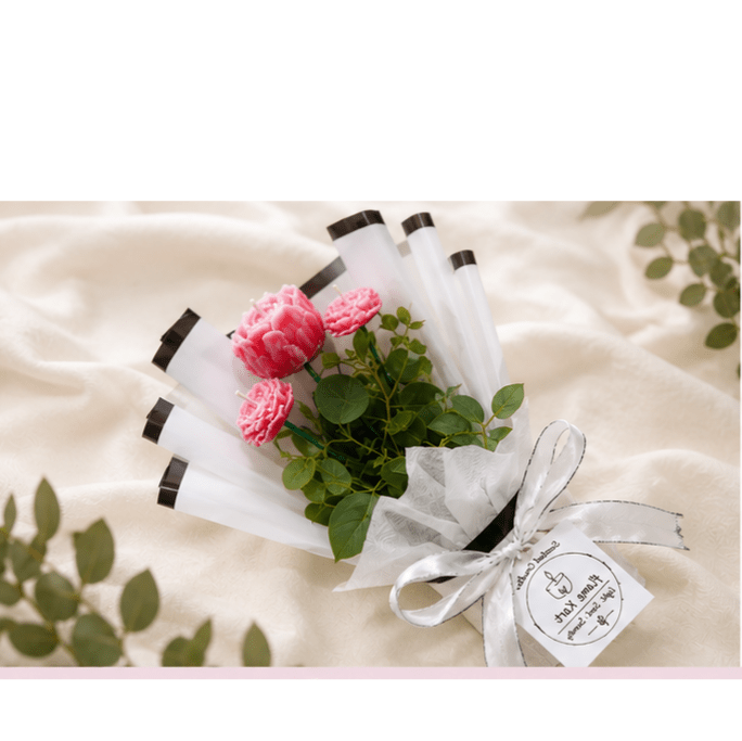 Blush Bloom Scented Candle Bouquet - FlameKart
