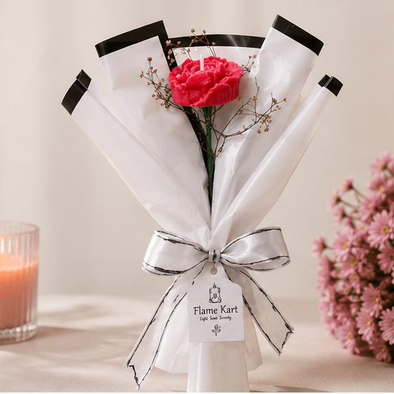Red Carnation Wax Sachet Bouquet - FlameKart