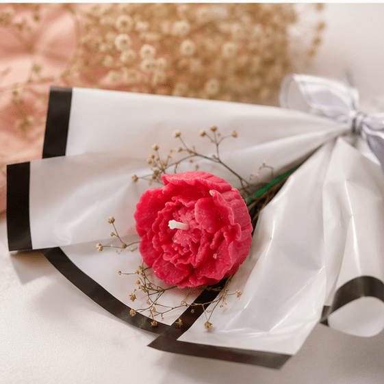 Red Carnation Wax Sachet Bouquet - FlameKart